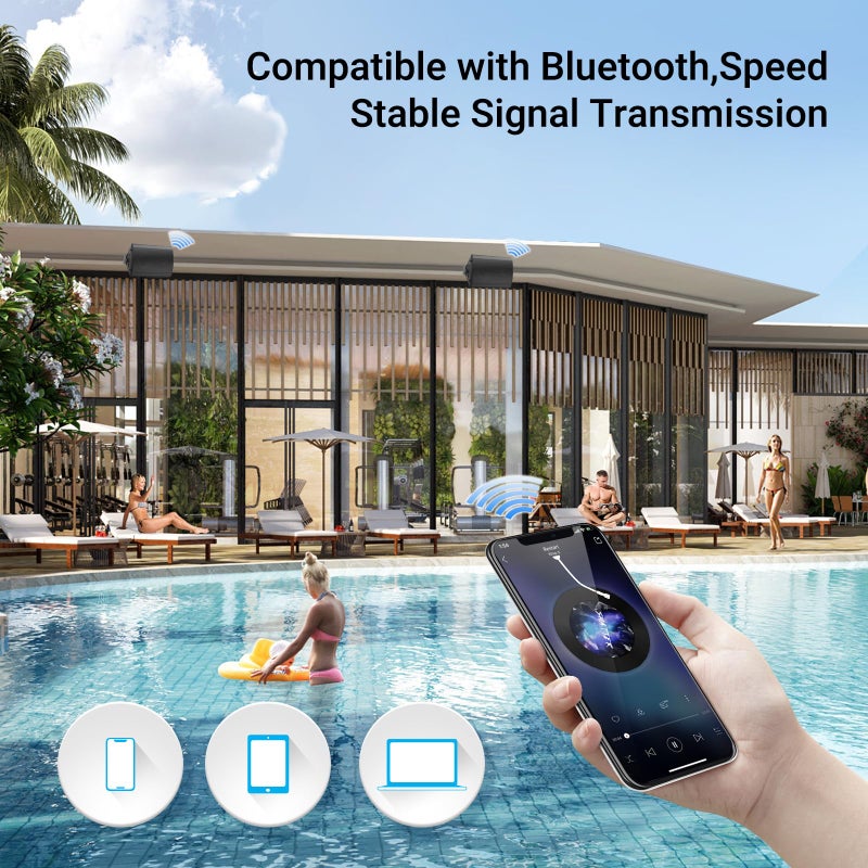 Herdio 4 Inch Outdoor Bluetooth Speakers Waterproof Wired 200 Watt,Indoor, Patio,Deck Wall Mount Speakers (Black) - Image 4